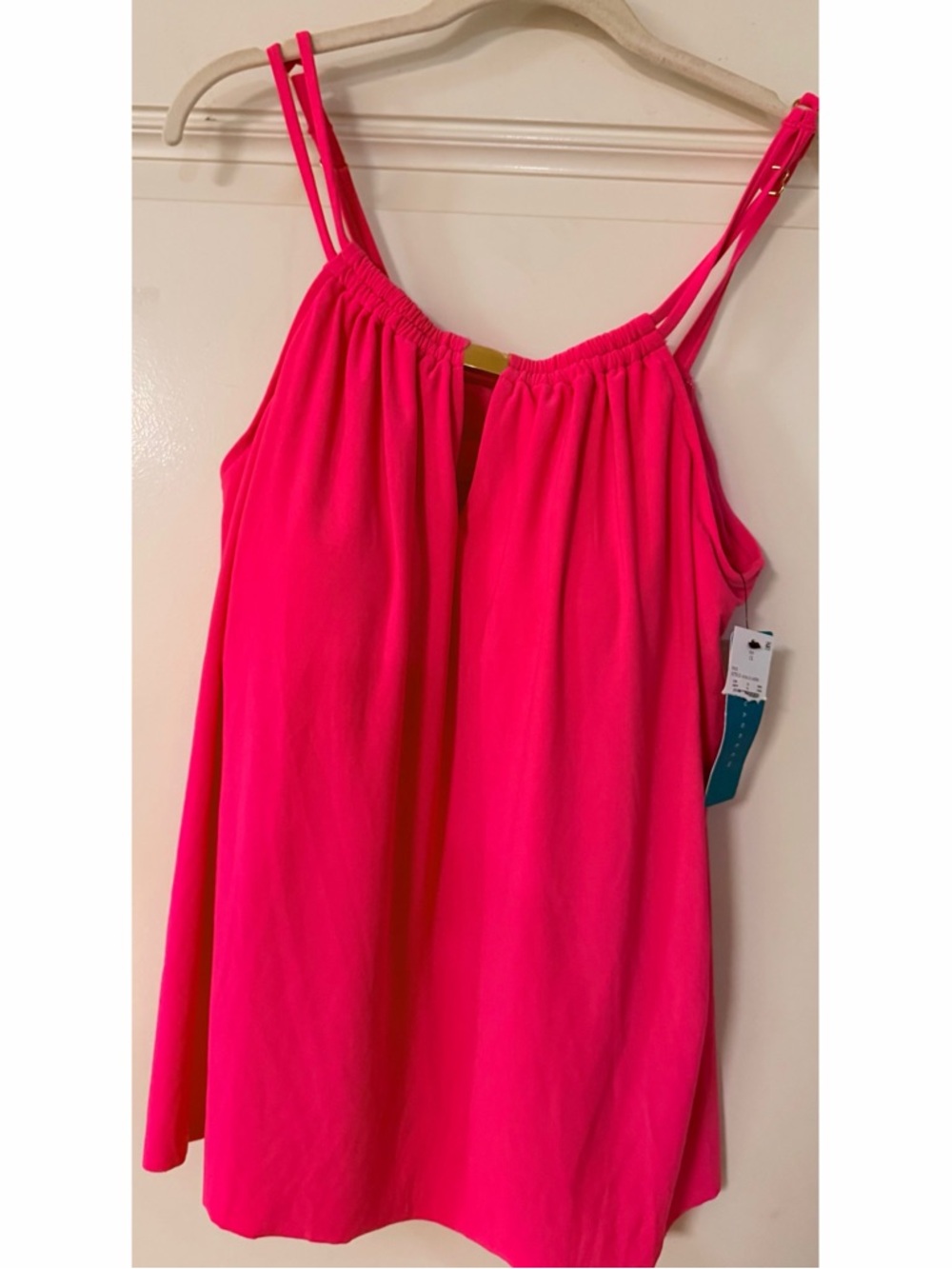 Aqua Green Hot Pink Swim Top